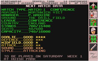 Premier Manager atari screenshot