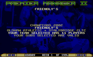 Premier Manager II atari screenshot