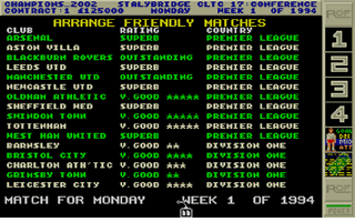 Premier Manager II atari screenshot