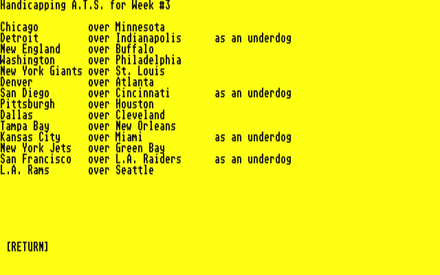 Pro Football Wizard atari screenshot