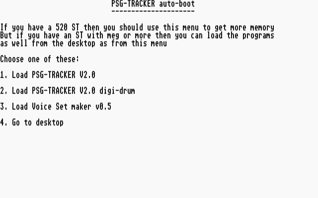 PSG Tracker atari screenshot