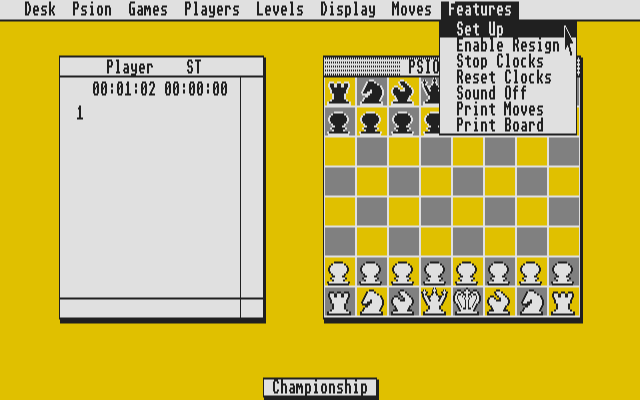 Psion Chess atari screenshot