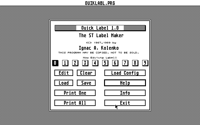 Quick Label atari screenshot