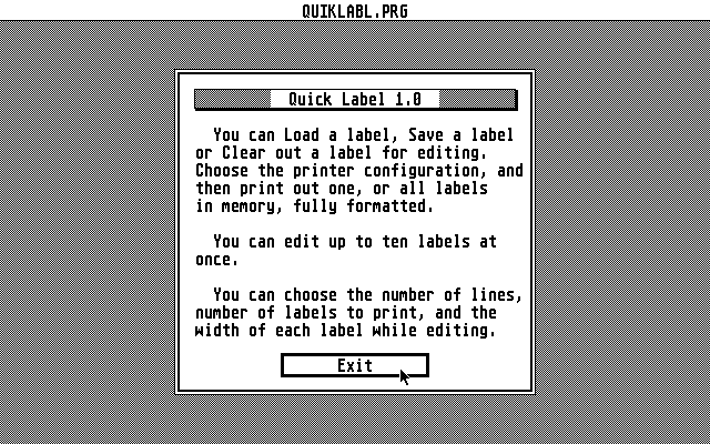 Quick Label atari screenshot