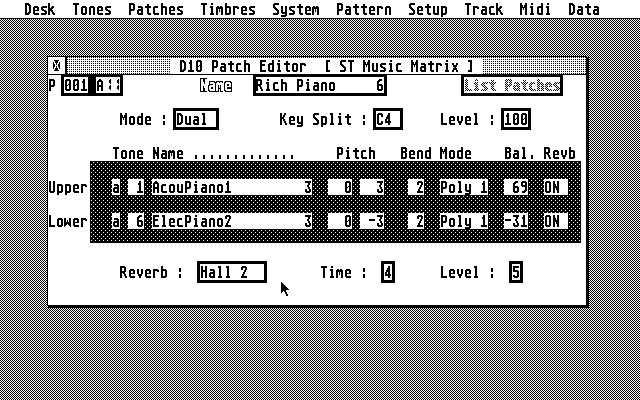 Roland D10 Editor atari screenshot