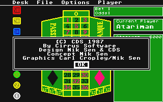 Casino Roulette atari screenshot