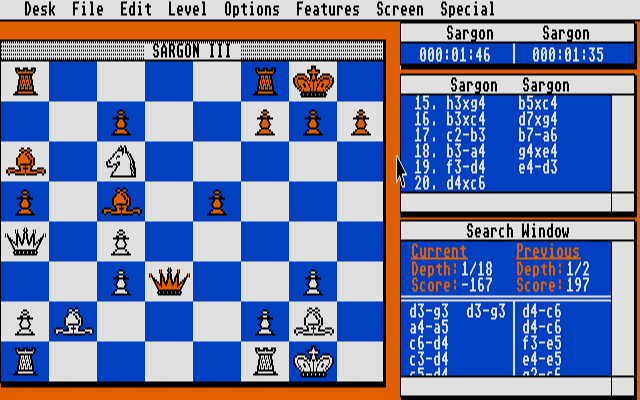 Sargon III atari screenshot