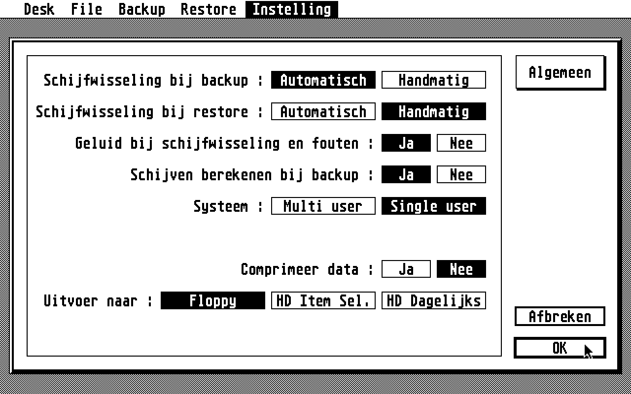 SBBackup atari screenshot