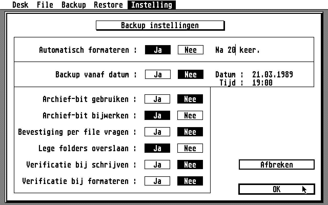 SBBackup atari screenshot
