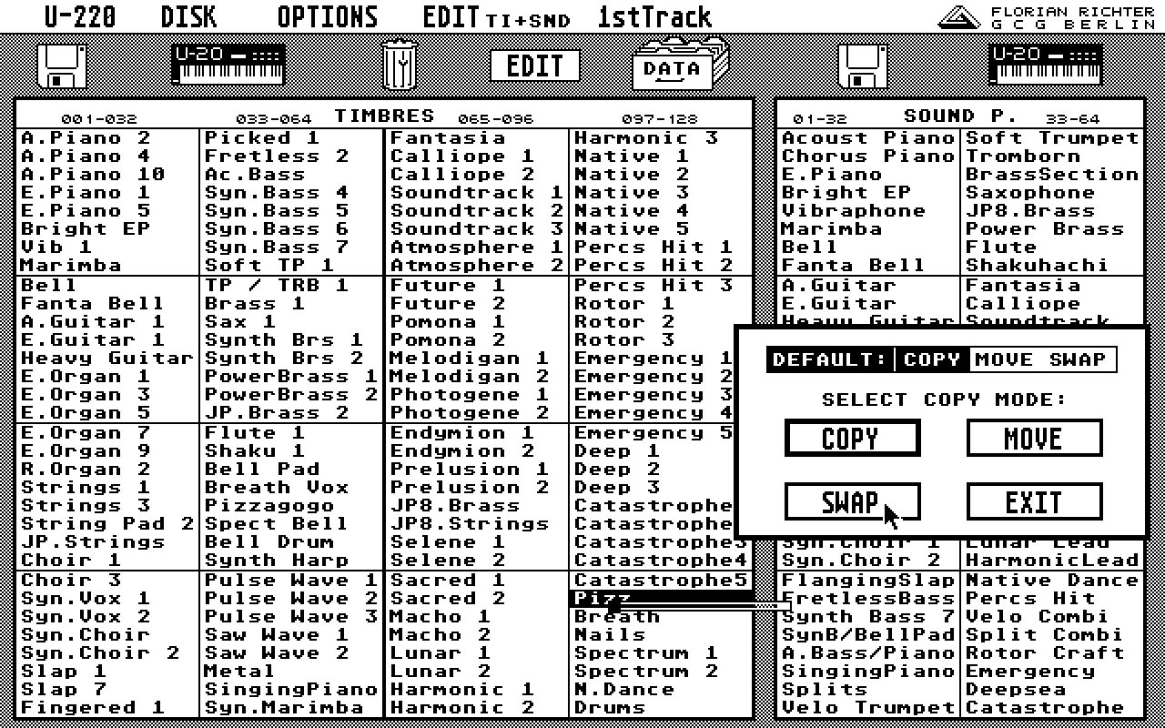 Softworkstation for Roland RS-PCM U20 U220 atari screenshot