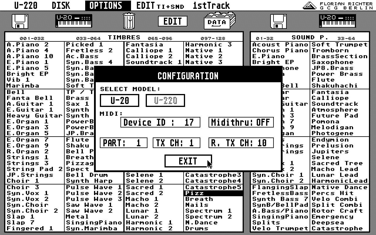 Softworkstation for Roland RS-PCM U20 U220 atari screenshot
