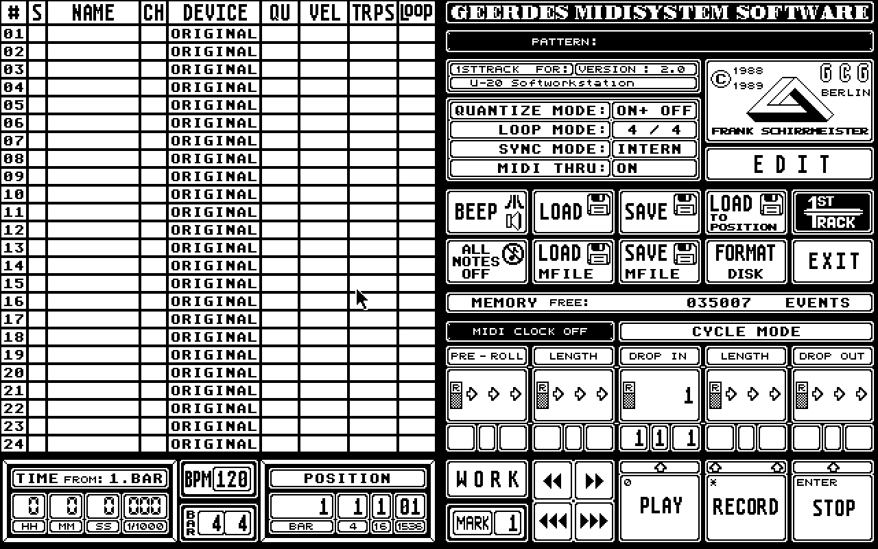 Softworkstation for Roland RS-PCM U20 U220 atari screenshot