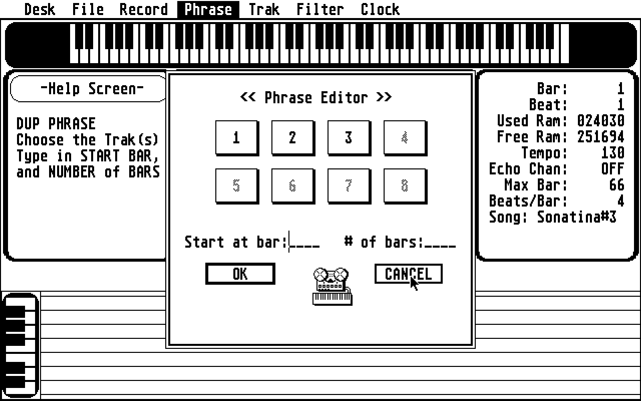 Soundwave Digital MIDI Sequencer atari screenshot