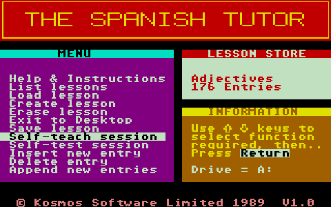 Spanish Tutor (The) atari screenshot