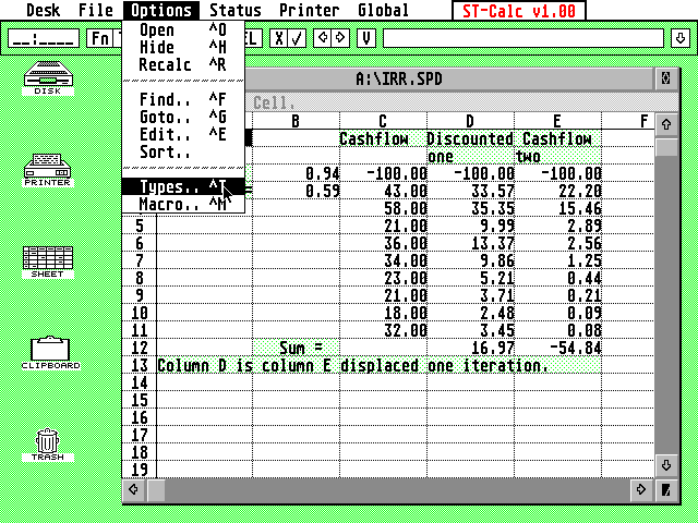 ST-Calc atari screenshot