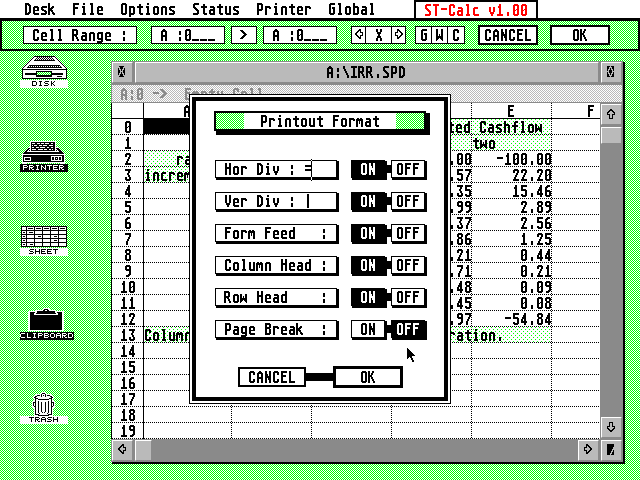 ST-Calc atari screenshot