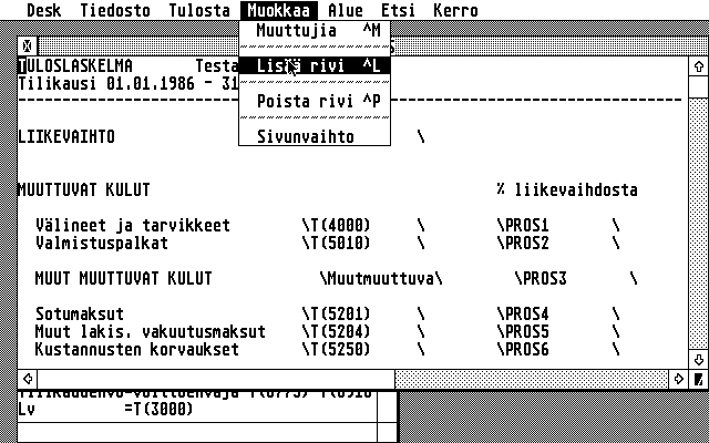 ST Kirjanpito atari screenshot
