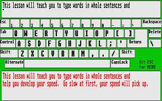 ST Typing Tutor atari screenshot