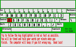 ST Typing Tutor atari screenshot