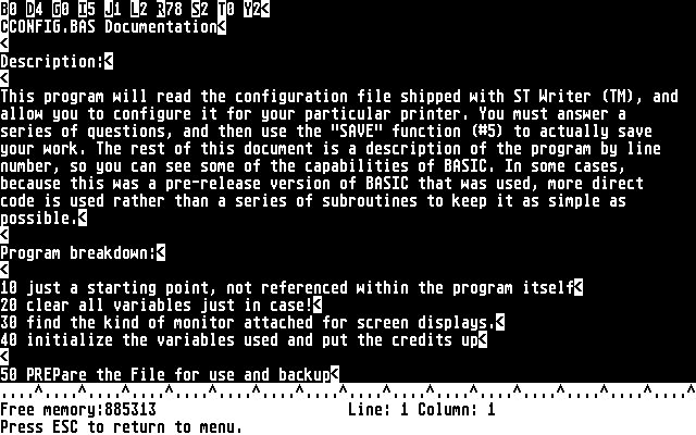 ST Writer atari screenshot