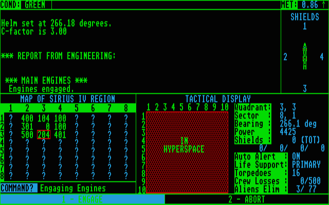 Star Fleet I - The War Begins! atari screenshot