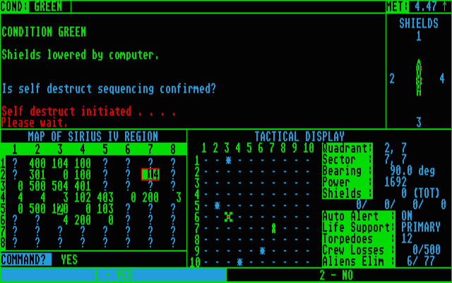 Star Fleet I - The War Begins! atari screenshot