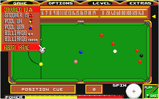 Steve Davis World Snooker atari screenshot