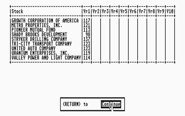 STocks &  Bonds atari screenshot
