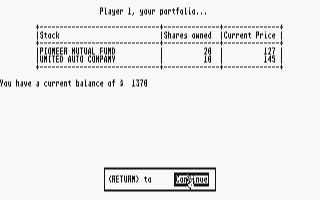 STocks &  Bonds atari screenshot