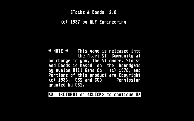 STocks &  Bonds atari screenshot