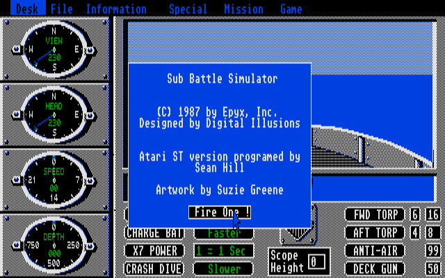 Sub Battle Simulator atari screenshot