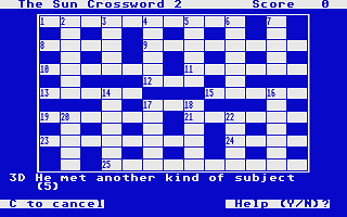 Sun Crossword (The) atari screenshot
