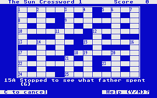 Sun Crossword (The) atari screenshot