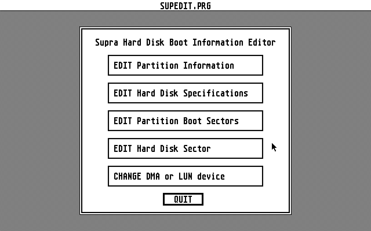 Supra Hard Disk Utilities atari screenshot