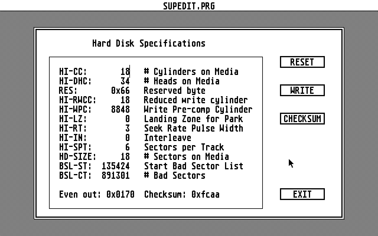Supra Hard Disk Utilities atari screenshot