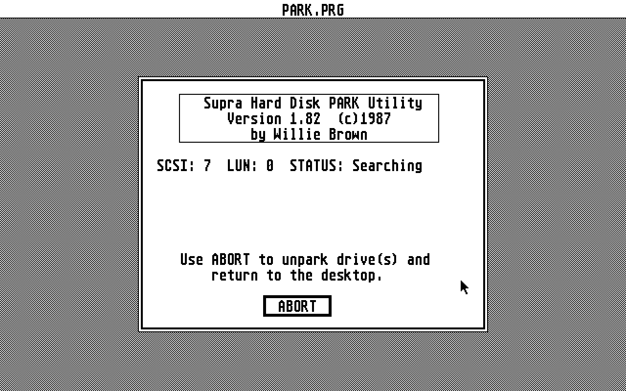 Supra Hard Disk Utilities atari screenshot