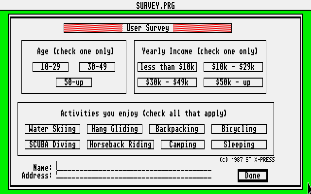 Survey — screenshot 1