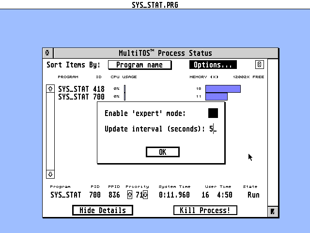 Sys_stat atari screenshot