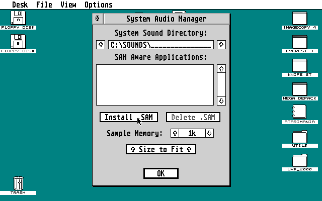 System Audio Manager atari screenshot
