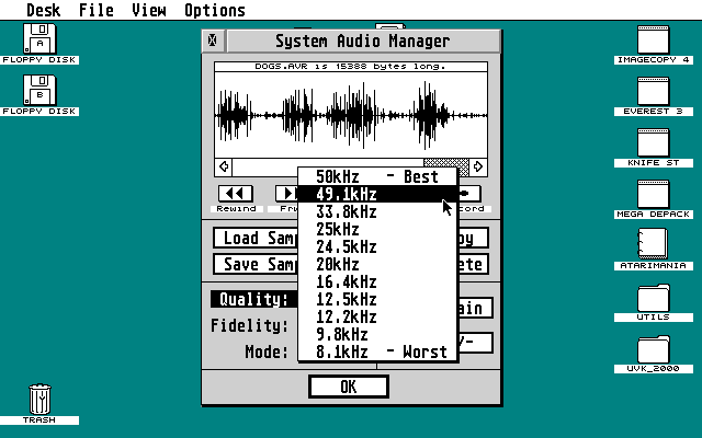 System Audio Manager atari screenshot
