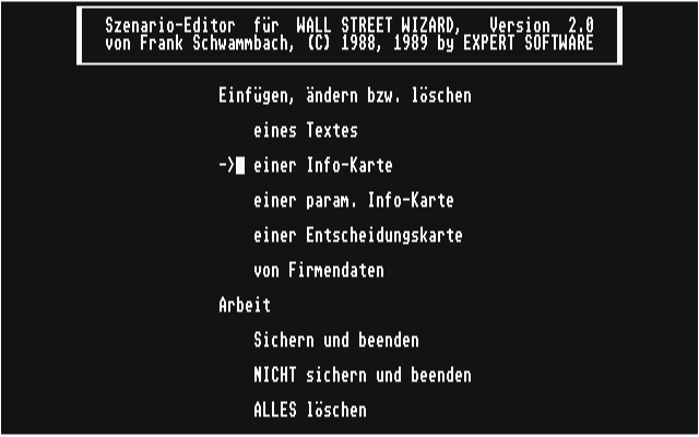 Szenario Editor für Wall Street Wizard atari screenshot