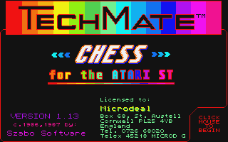 Techmate Chess atari screenshot