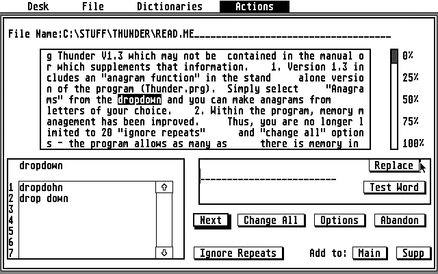 Thunder! - The Writers Assistant atari screenshot