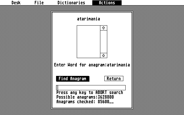 Thunder! - The Writers Assistant atari screenshot