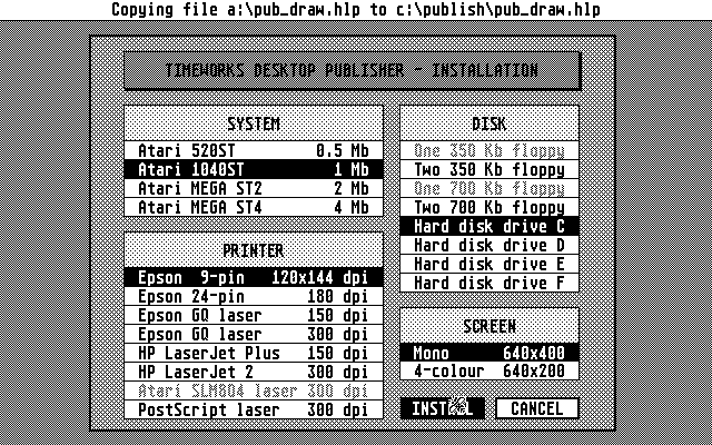 Timeworks Desktop Publisher ST atari screenshot