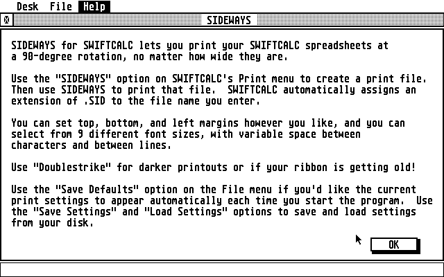 Timeworks SwiftCalc ST atari screenshot
