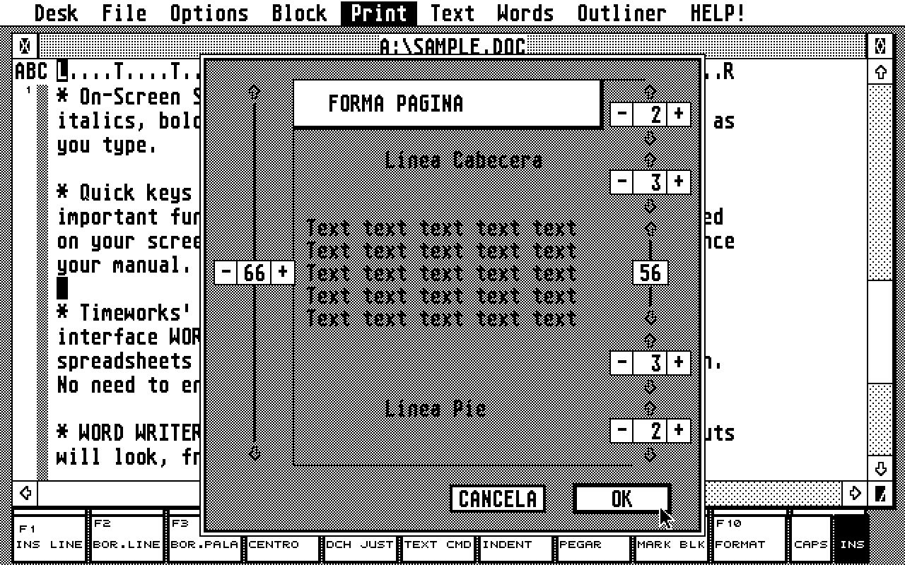 Timeworks Word Writer ST atari screenshot