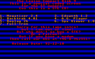 TLN CD 9 Intro atari screenshot