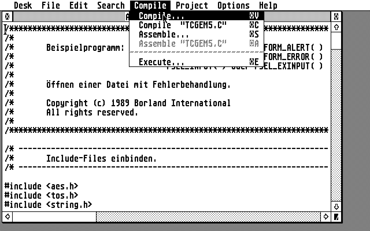 Turbo C atari screenshot