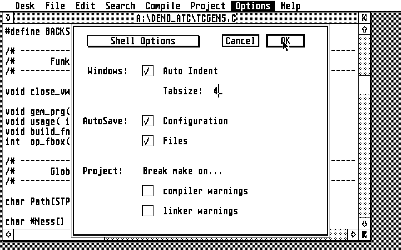 Turbo C atari screenshot